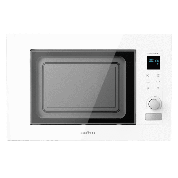 Imagen 2 Microondas encastrable de 21L con grill, 1200 W y panel táctil. Diseño en blanco con revestimiento cerámico y 8 funciones preconfiguradas para tu cocina.