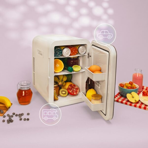 139-Imagen-7 Imagen 7 Mini frigorífico Bolero MiniCooling 20L Bahamas Pink con función frío/calor (7-65 ºC). Conexión 12V/220V ideal para coches, caravanas y uso doméstico.