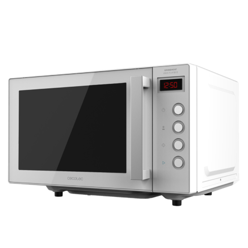 Vista frontal del microondas digital Cecotec Proclean 2500 con panel de control táctil y mando giratorio