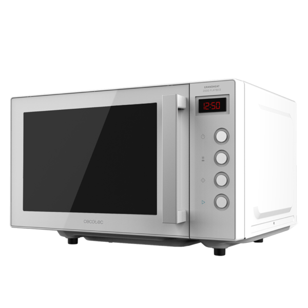 Vista frontal del microondas digital Cecotec Proclean 2500 con panel de control táctil y mando giratorio