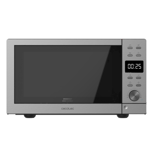 Imagen 2 Microondas digital sin plato GrandHeat 2000 Flatbed Steel de 20L y 700W. Diseño compacto con 6 niveles, 8 funciones preconfiguradas y temporizador.