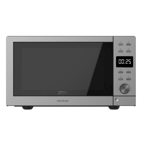 Imagen 2 Microondas digital sin plato GrandHeat 2000 Flatbed Steel de 20L y 700W. Diseño compacto con 6 niveles, 8 funciones preconfiguradas y temporizador.