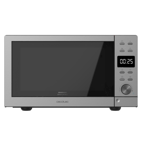 Imagen 2 El microondas digital sin plato Cecotec GrandHeat 2010 Flatbed Steel ofrece 20L de capacidad, 700W de potencia, 900W de grill y una limpieza muy sencilla.