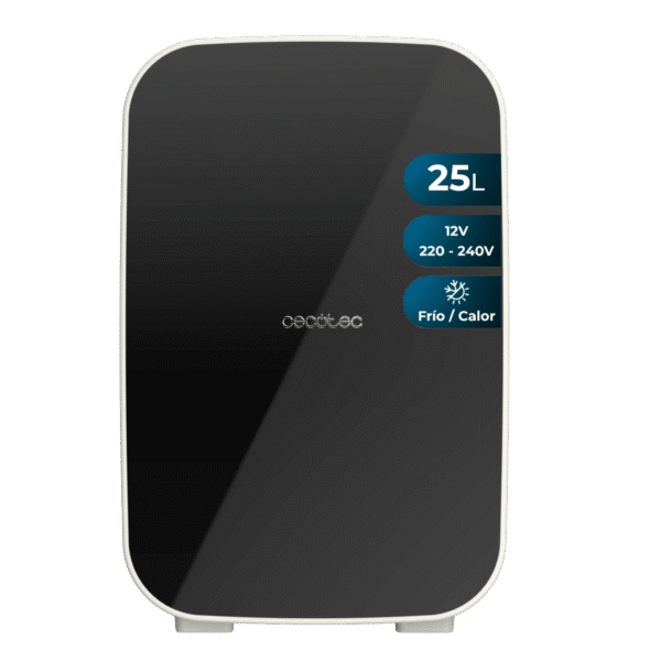 Frigorífico mini retro Bolero MiniCooling 6L Bahamas Black de Cecotec color negro con asa de transporte
