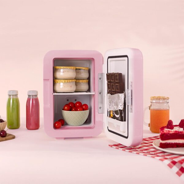 Imagen 6 El Bolero MiniCooling 6L Bahamas Pink es un frigorífico portátil de 6 litros con función frío y calor, compatible con 12V y 220V, ideal para coches y caravanas.