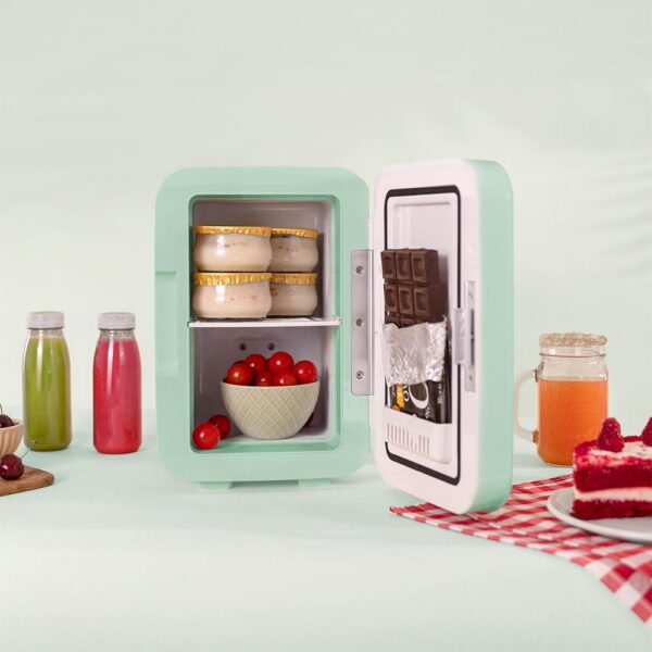 148-Imagen-6 Imagen 6 Mini nevera Bolero MiniCooling 6L Bahamas Mint. Funcionamiento 12V/220V, función frío y calor (5-65ºC), diseño retro compacto ideal para coches y caravanas.