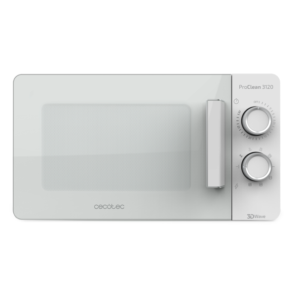Imagen 2 Microondas blanco Cecotec ProClean 3120 de 20 litros con grill. Cuenta con revestimiento interior Ready2Clean, tecnología 3DWave y 6 niveles de potencia.