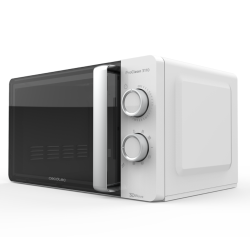 Microondas Cecotec ProClean 3010 color blanco con mandos giratorios y tirador frontal
