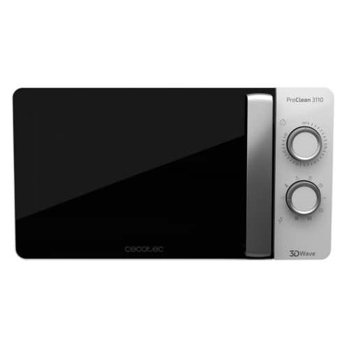 Imagen 2 Microondas con grill Cecotec ProClean 3110 de 20 litros. Ofrece 700W de potencia, grill de 800W, tecnología 3DWave y 6 niveles en un diseño blanco elegante.