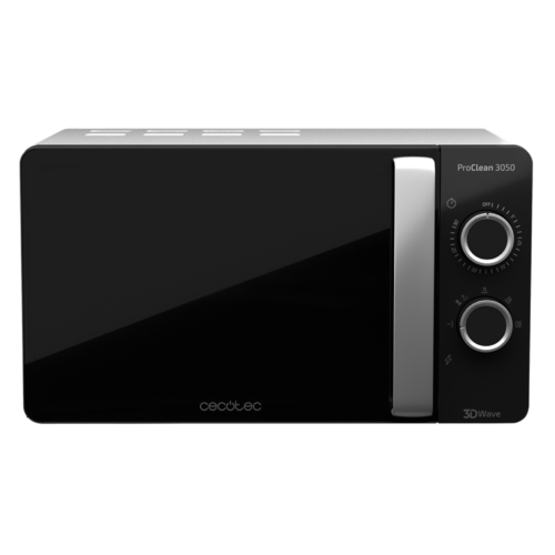 Imagen 2 Microondas Cecotec ProClean 3050 de 20 litros y 700W. Diseño en negro y plata con revestimiento Ready2Clean, 6 niveles de potencia y modo descongelar.