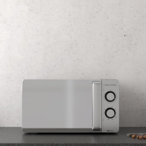 Imagen 2 Microondas Cecotec ProClean 3160 Mirror de 20 L, 700W de potencia y grill de 800W. Elegante diseño plateado, frontal de espejo y revestimiento Ready2Clean.