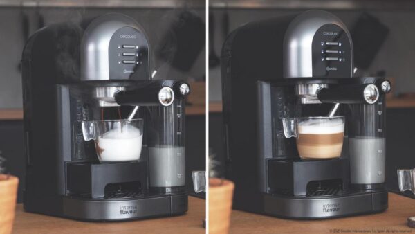 Imagen 5 Cafetera semiautomática Cecotec Instant-ccino 20 Chic Serie Nera con 20 bares, 1470W, compatible con café molido y cápsulas, y depósito de leche de 0,7L.