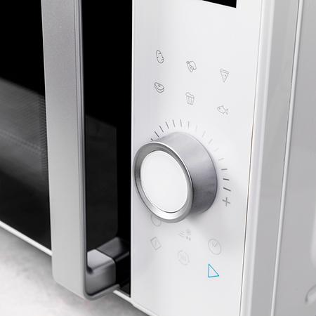Imagen 4 Microondas digital sin plato Cecotec GrandHeat 2500 Flatbed Touch White de 25L y 800W. Diseño moderno con panel táctil, 8 funciones y tecnología Flatbed.