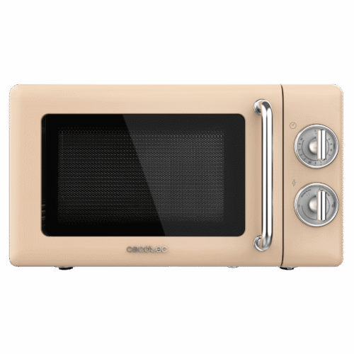 Vista frontal del microondas digital Cecotec Proclean 2500 con panel de control táctil y mando giratorio