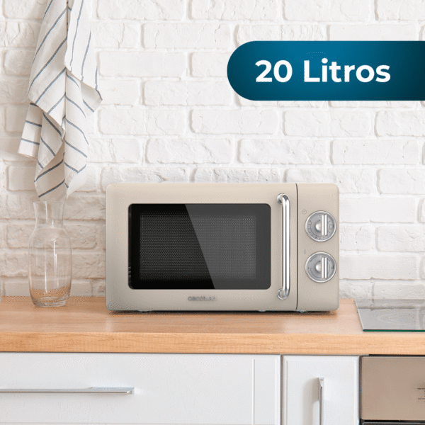 Imagen 3 Microondas mecánico Cecotec ProClean 3010 Retro Beige de 20 litros y 700 W. Diseño vintage con temporizador y mandos giratorios para un uso muy sencillo.