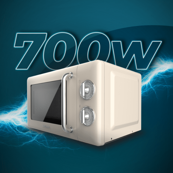 Imagen 4 Microondas mecánico Cecotec ProClean 3010 Retro Beige de 20 litros y 700 W. Diseño vintage con temporizador y mandos giratorios para un uso muy sencillo.