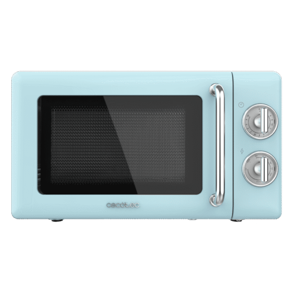 Vista frontal del microondas digital Cecotec Proclean 2500 con panel de control táctil y mando giratorio
