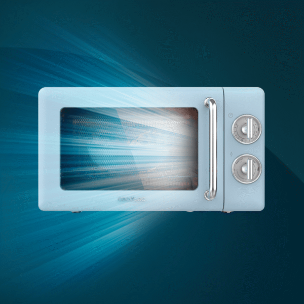 Imagen 8 Microondas Cecotec ProClean 3110 Retro Blue. Diseño vintage con 20 litros de capacidad, 700 W de potencia y función grill. Ideal para calentar y gratinar.