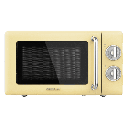 Vista frontal del microondas digital Cecotec Proclean 2500 con panel de control táctil y mando giratorio