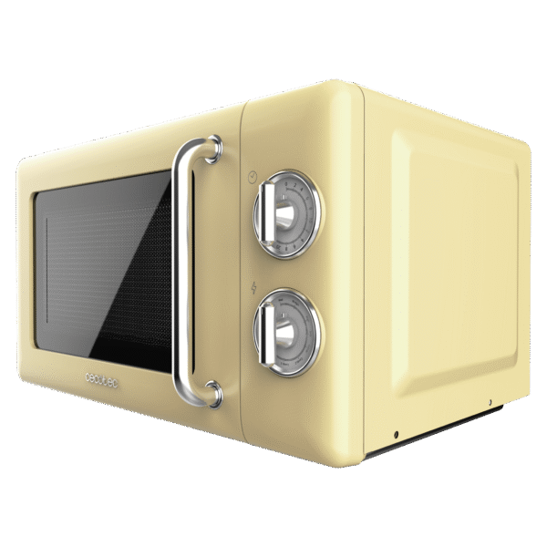Imagen 2 Aporta un toque vintage a tu cocina con el microondas mecánico Cecotec ProClean 3110 Retro Yellow. Capacidad de 20 litros, 700 W de potencia y grill.