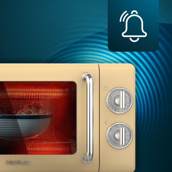 Imagen 7 Aporta un toque vintage a tu cocina con el microondas mecánico Cecotec ProClean 3110 Retro Yellow. Capacidad de 20 litros, 700 W de potencia y grill.