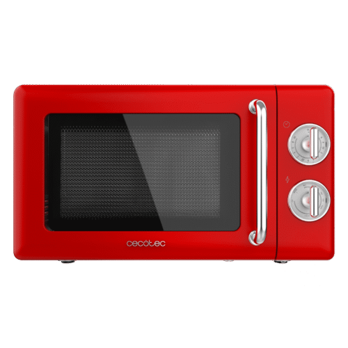 Vista frontal del microondas digital Cecotec Proclean 2500 con panel de control táctil y mando giratorio