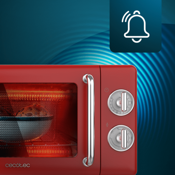 Imagen 7 Microondas mecánico Cecotec ProClean 3110 Retro Red de 20 litros y 700 W. Incluye función grill y diseño vintage rojo que aporta estilo único a tu cocina.