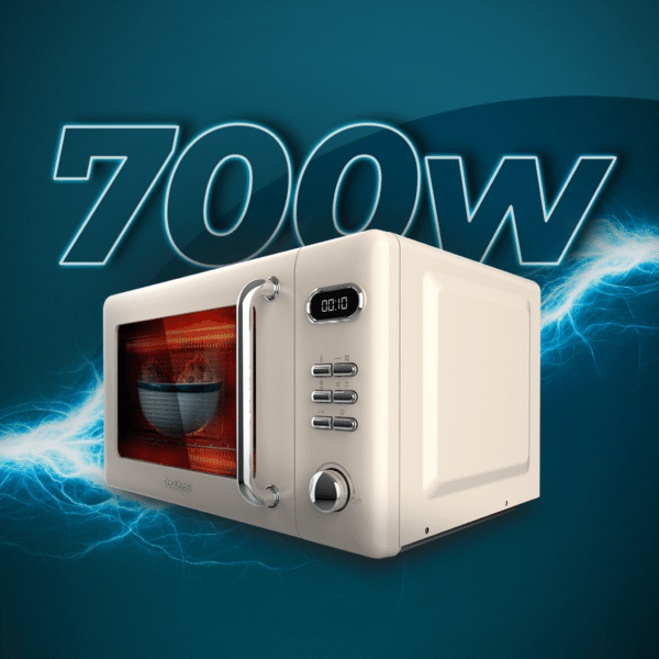 Imagen 4 Microondas digital Cecotec ProClean 5110 Retro Beige de 20 litros y 700 W. Diseño vintage con grill, panel de control intuitivo y temporizador exacto.