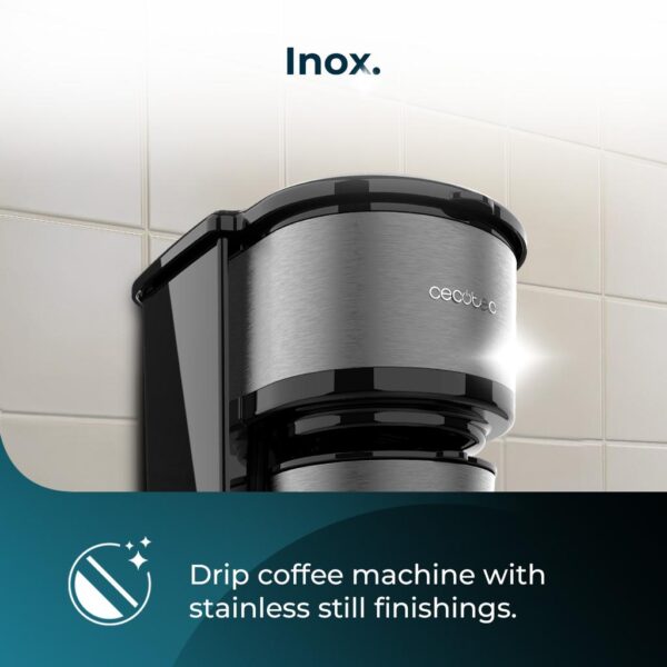 Imagen 3 Cafetera de goteo Cecotec Coffee 66 Drop & Go con acabado en acero inoxidable, termo portátil de 500 ml y tecnología AromaSense para un café con sabor intenso.