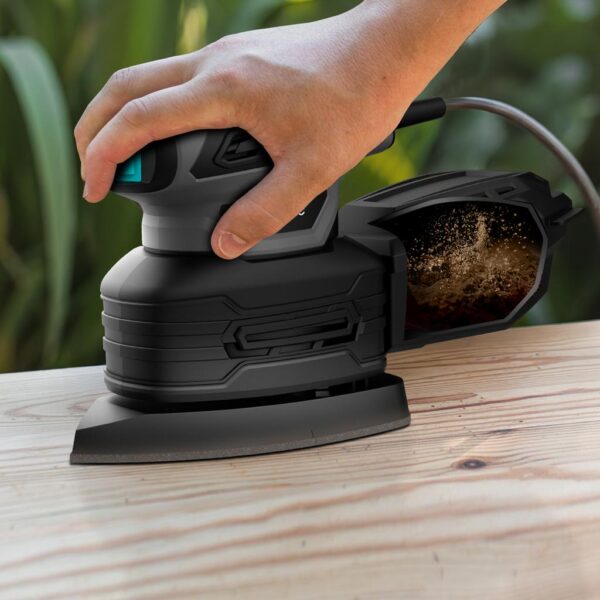Imagen 8 Lijadora orbital PerfectSurface 180 Delta de Cecotec con 180 W de potencia. Su diseño triangular permite un lijado preciso en esquinas y bordes difíciles.