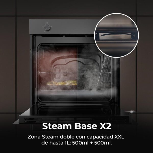 Imagen 6 Horno integrable Cecotec Bolero Hexa C126000 Dark Inox A con 77 litros de capacidad, 4 funciones de cocción, 2800 W de potencia y eficiencia energética clase A.