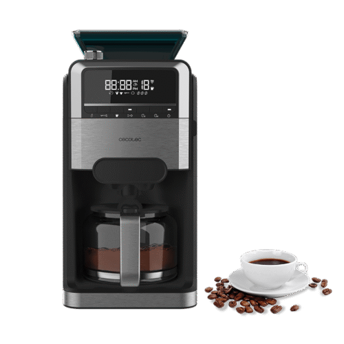 Vista frontal del microondas digital Cecotec Proclean 2500 con panel de control táctil y mando giratorio