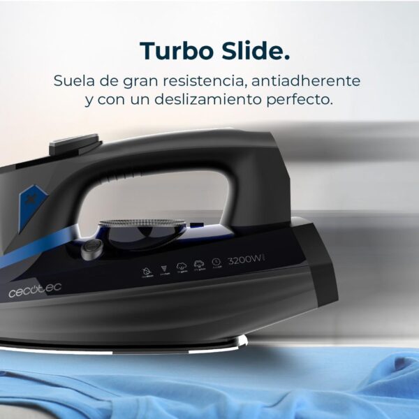 Imagen 7 Plancha de vapor Cecotec IronHero 3200 Smart Absolute con 3200 W, golpe de vapor de 270 g/min, suela anodizada ultra-deslizante y pantalla LCD de control.