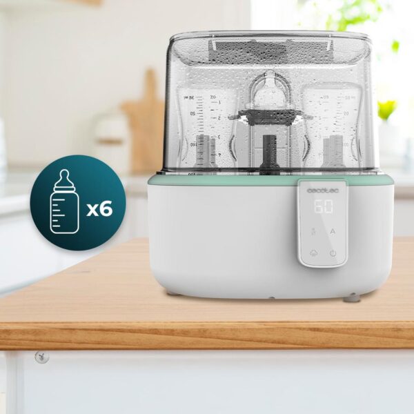 Imagen 4 Esterilizador digital Cecotec para hasta 6 biberones. Ciclo rápido de 8 minutos con soporte para tetinas. Higiene máxima y seguridad total para tu bebé.