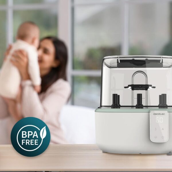 Imagen 5 Esterilizador digital Cecotec para hasta 6 biberones. Ciclo rápido de 8 minutos con soporte para tetinas. Higiene máxima y seguridad total para tu bebé.