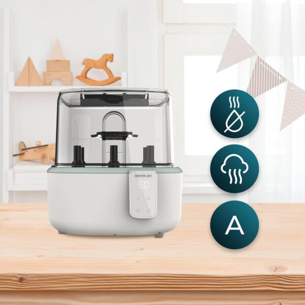 Imagen 7 Esterilizador digital Cecotec para hasta 6 biberones. Ciclo rápido de 8 minutos con soporte para tetinas. Higiene máxima y seguridad total para tu bebé.