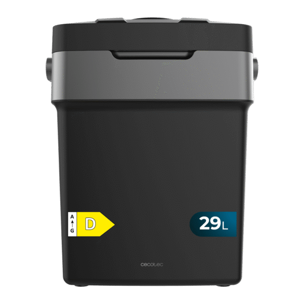 Frigorífico mini retro Bolero MiniCooling 6L Bahamas Black de Cecotec color negro con asa de transporte
