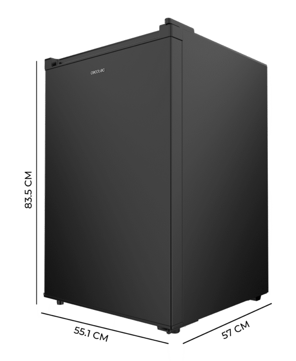 Imagen 2 Mini frigorífico Cecotec de 133L con clase energética E, luz LED y Crisper Box. Diseño elegante en negro de 83,5 cm ideal para espacios reducidos y oficinas.