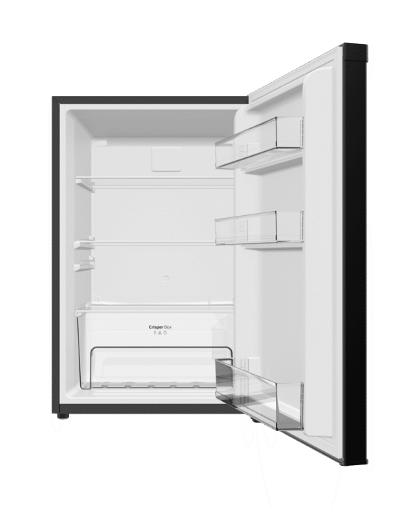 Imagen 3 Mini frigorífico Cecotec de 133L con clase energética E, luz LED y Crisper Box. Diseño elegante en negro de 83,5 cm ideal para espacios reducidos y oficinas.