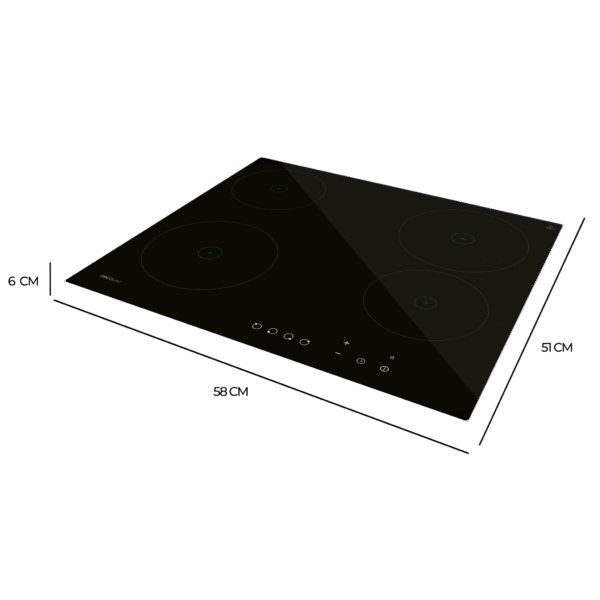 1968-Imagen-3 Imagen 3 Placa vitrocerámica Bolero Squad V 4001 de Cecotec con 4 fuegos, 6000 W de potencia, 9 niveles y control táctil para una cocción precisa y eficiente.
