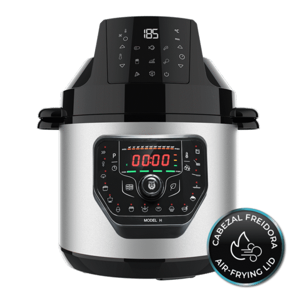 2035 Vista frontal del Set de 6 cuchillos Cecotec Swiss Chef color negro con hojas de acero inoxidable y revestimiento cerámico en su caja original