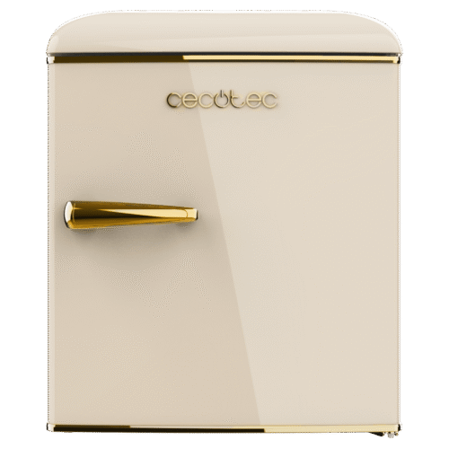 Imagen 2 Mini frigorífico retro de 45 litros en color beige con 55 cm de alto. Diseño vintage elegante, eficiencia energética clase E y dimensiones compactas para oficina.