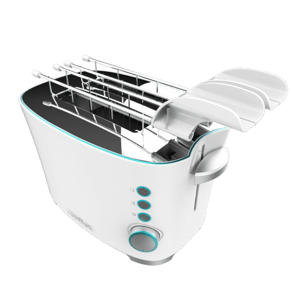 Imagen 2 Tostadora Toast&Taste Double W de 650 W con capacidad para dos tostadas. Incluye 7 niveles de potencia, funciones descongelar y recalentar, y pinzas incluidas.