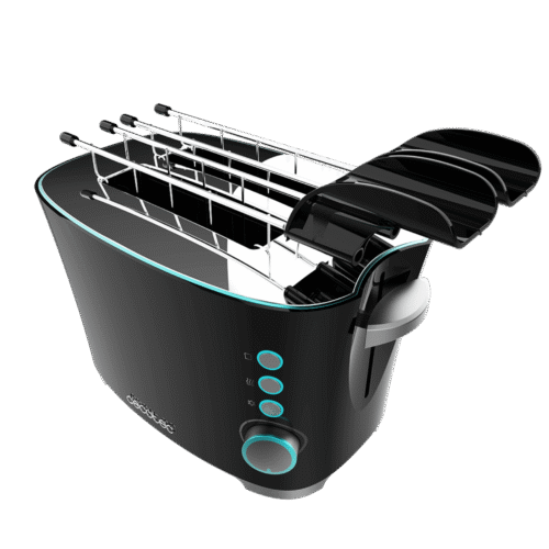 2184-Imagen-2 Imagen 2 Tostadora Cecotec Toast&Taste Double B de 650 W para 2 tostadas. Incluye pinzas, 7 niveles de tostado, funciones descongelar, recalentar y bandeja recogemigas.