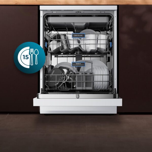 Imagen 6 Lavavajillas Bolero Aguazero 6210 D de 60 cm con capacidad para 15 cubiertos, clase D, pantalla FullColor XXL, tercera bandeja y 14 programas especializados.