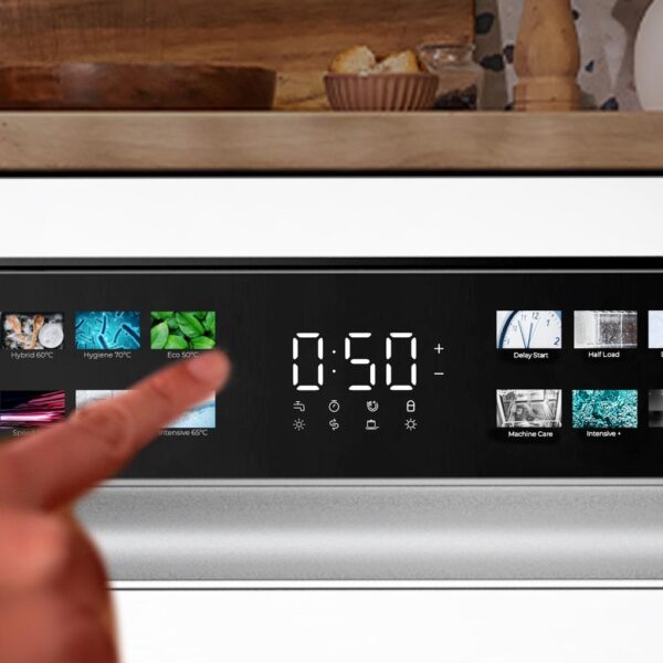 Imagen 8 Lavavajillas Bolero Aguazero 6210 D de 60 cm con capacidad para 15 cubiertos, clase D, pantalla FullColor XXL, tercera bandeja y 14 programas especializados.