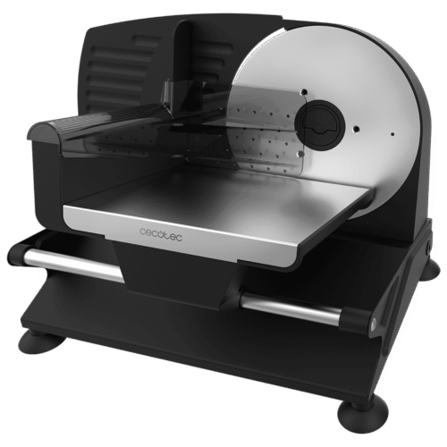 Imagen 2 Cortafiambres de 200 W con disco de 190 mm y sistema HardGear. Ajuste de grosor de 0 a 15 mm para cortes precisos en embutidos, quesos y pan con seguridad.