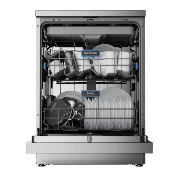 Imagen 3 Lavavajillas Cecotec Bolero Aguazero 6700 Inox B de 60 cm con capacidad para 15 cubiertos, motor Inverter Plus, eficiencia energética B y sistema Turbo Dry+.