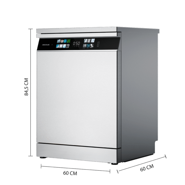 Imagen 4 Lavavajillas Cecotec Bolero Aguazero 6700 Inox B de 60 cm con capacidad para 15 cubiertos, motor Inverter Plus, eficiencia energética B y sistema Turbo Dry+.