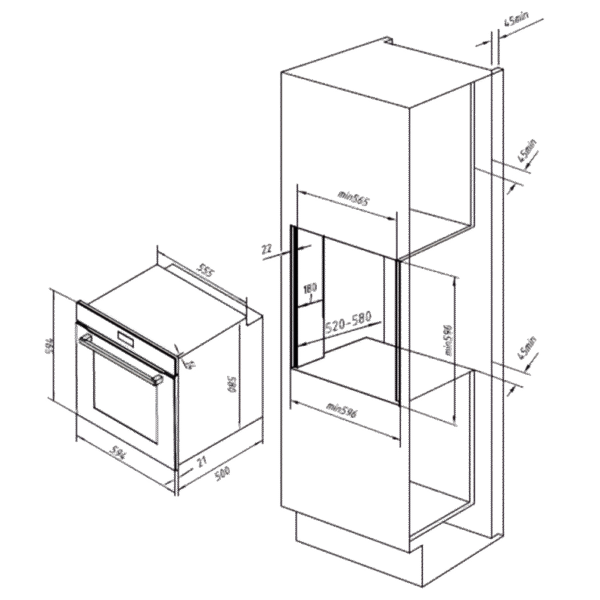 Imagen 5 Horno integrable Bolero Hexa C126000 Mirror A de 77 L, 2800 W y 4 funciones. Diseño elegante en cristal espejo y alta eficiencia energética clase A.